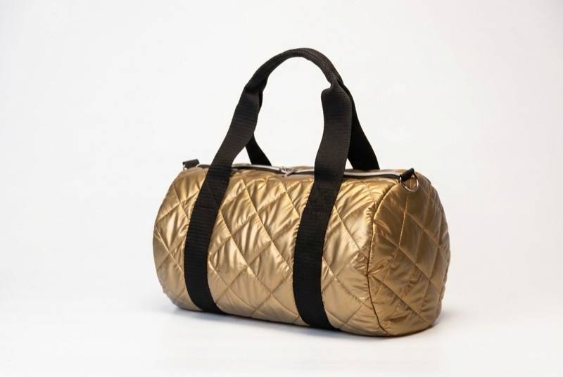 Gold quilted duffle